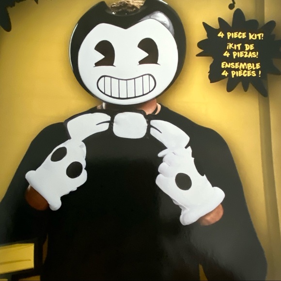 🎃 Bendy And The Ink Machine Gloves Mask Tie Costume Kit - Picture 7 of 12